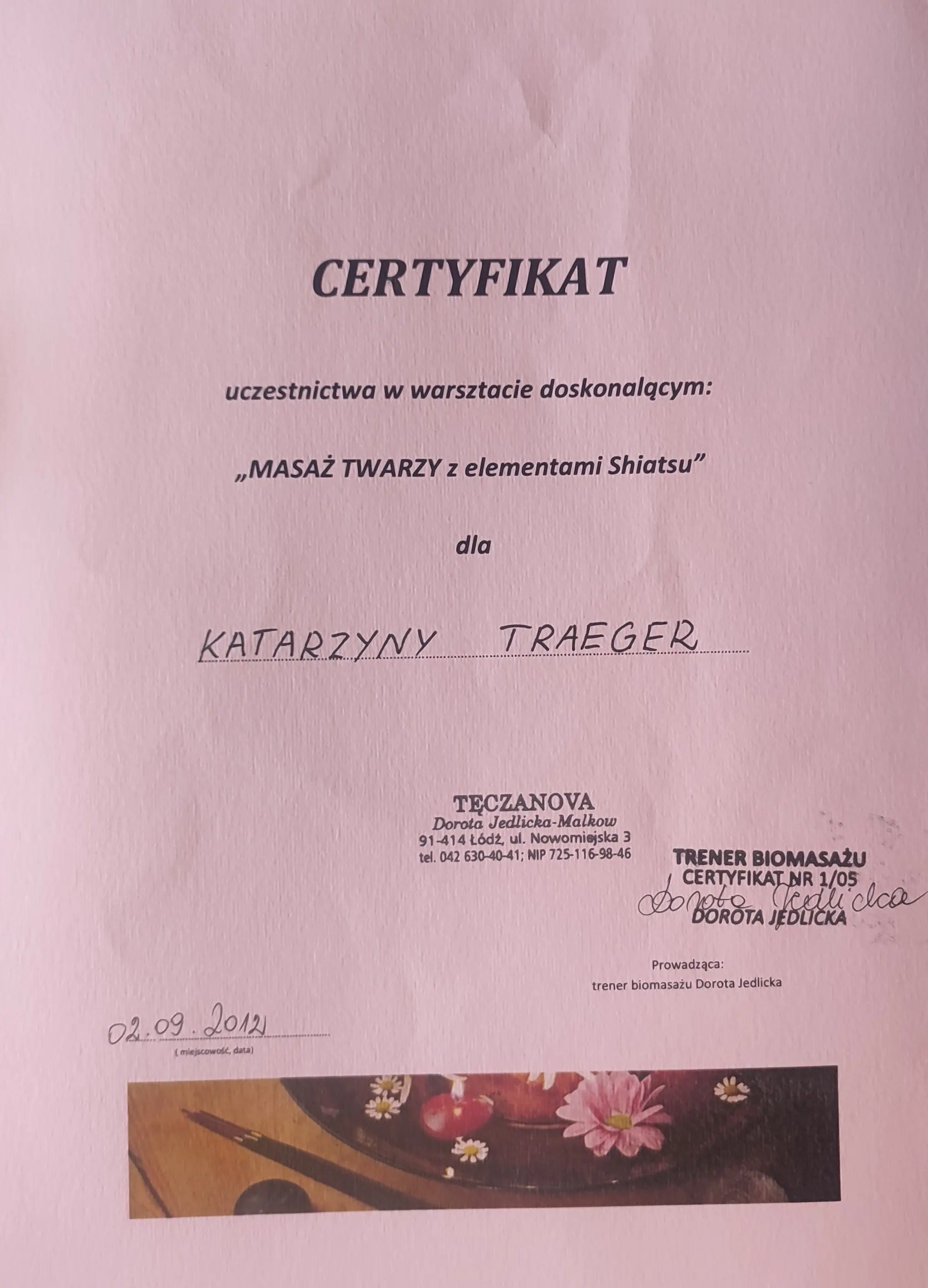 Certyfikat masażu twarzy z elementami shiatsu